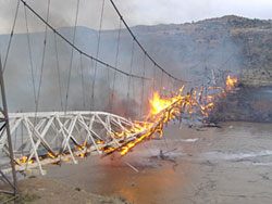 Bridge on fire